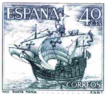 Postage  Postcards on Santa Maria  On Spanish Postage Stamp