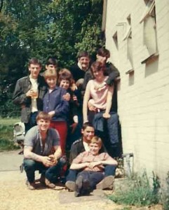 A group of matelots and wrens outside the Pinky, summer 1967. Me at the front on the ground.